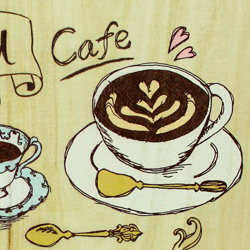 木の板に印刷（カフェメニュー）